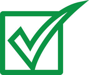 Green check marks, isolated tick symbols, checklist signs, and an approval badge. Flat and modern checkmark design, vector illustration.