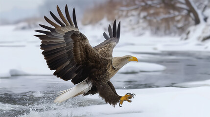 Birds of Prey Soar in the Sky: Eagle and Hawk in Flight