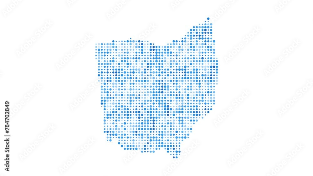 Aufkleber ohio dotted digital map. map of ohio with pulsating colored circles. shape of the us state filled wi