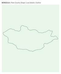 Mongolia plain country map. Low Details. Outline style. Shape of Mongolia. Vector illustration.