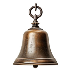 A vintage golden bell isolated on a transparent background