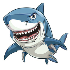 Shark cartoon on white background. Vector illustration for your design.