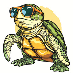 Fototapeta premium Turtle in sunglasses. Vector illustration of a turtle in sunglasses.