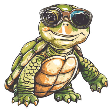 Turtle in sunglasses. Vector illustration of a frog in a glasses.