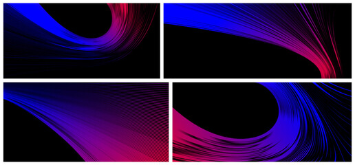 Distorted and deformed lines vector abstract background, curvature of space, 3D linear flow curve shape, science fiction. - 784704268