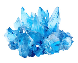 Blue crystals isolated on a transparent background