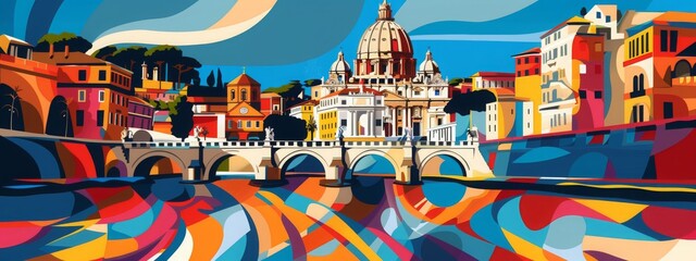 Abstract rome city illustration
