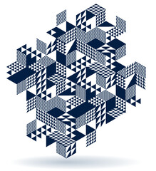 Abstract vector geometric background created with 3D cubes and shapes in isometric perspective, abstract city architecture, polygonal abstraction art, cubic style.