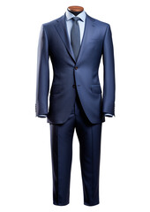 Elegant bue men's suit isolated on a transparent background