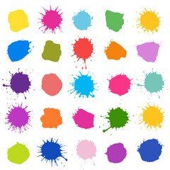 Bright Watercolor Paints Set Isolated White Background