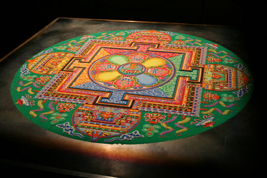 A Tibetan mandala designed and created by monks from Tibet