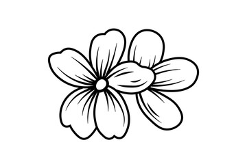 Two vintage flowers. Template, pattern, symbol, sign, icon, silhouette, tattoo, set. Lines.