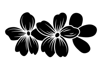 Obraz premium Three vintage flowers set. Template, pattern, symbol, sign, icon, silhouette, tattoo. Black stamp.