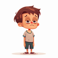 Angry little boy cartoon character vector Illustration isolated on a white background.