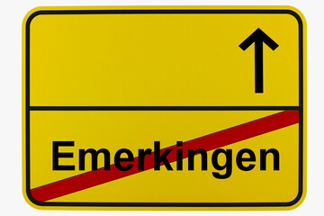 Illustration eines Ortsausgangsschildes von Emerkingen in Baden-Württemberg	 - obrazy, fototapety, plakaty