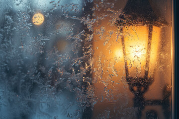 A frosted window with a light shining through it