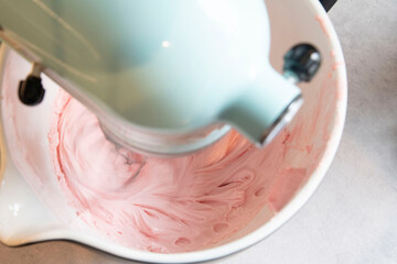 close up of pink frosting 