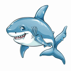Cartoon shark isolated on white background. Vector illustration of a cartoon shark.