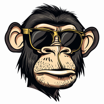Chimpanzee monkey with glasses. Vector illustration for your design