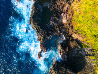 Aerial view of the island of Petite-Ile at Reunion Island
