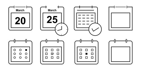calendar icon set vector. Date, day icon collection - obrazy, fototapety, plakaty