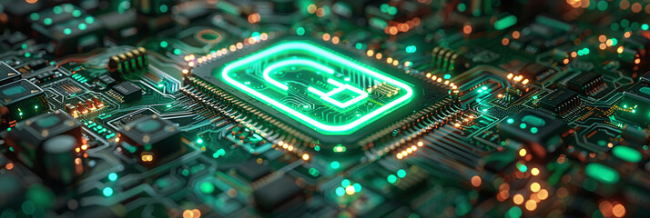 Obraz premium Secure Gadget Illustrated with Lock Icon and Digital Padlock