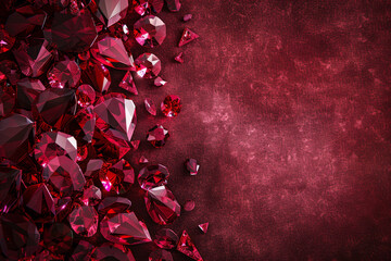 An abstract business background showcasing a cascade of ruby gemstones against a velvet backdrop