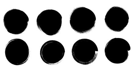 Grunge round shapes. circle brush strokes, hand drawn round circle paint brush. Grunge circle border stroke line vector.