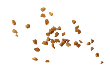 Instant coffee granules, soluble coffee isolated white clipping, top view