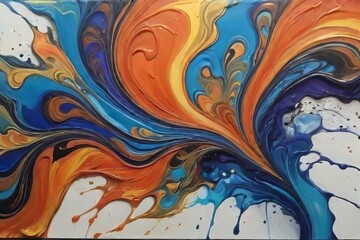 Acrylic illustration in the style of fluid art. An abstract banner.