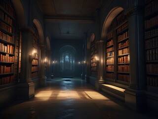 Fototapeta premium Enchanting Haven: Discovering the Library's Treasures