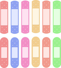 vector set of band aids. medical plasters