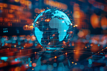 Fototapeta premium Digital Global Connectivity: High-Speed Data Transfer - Generative AI.