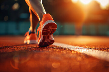 Athletic Runner: Training for Sports Competition at Sunset - Generative AI.