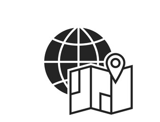 map and world icon. travel, earth and navigation symbol. isolated vector image for tourism design