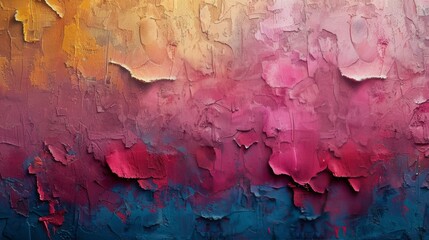 Abstract Painting of Pink, Yellow, and Blue