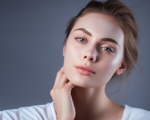 Fototapeta premium face of a beautiful young girl after visiting a beauty salon