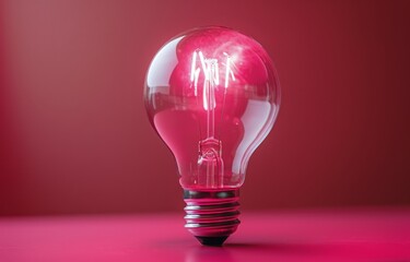 Light Bulb on Pink Background