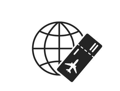 air travel icon. flight ticket and world. isolated vector image for tourism design