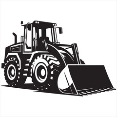 Front wheel loader silhouette vector illustration templates solid white background
