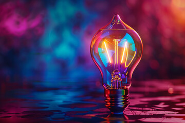 Multicolored Glowing Lightbulb: Symbolic Concept for Creativity and Innovation - Generative AI.