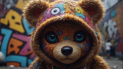 Cute whimsical graffiti hiphop teddy bear - obrazy, fototapety, plakaty