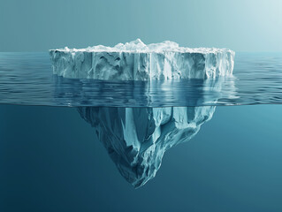 Un iceberg flottant sur la mer vue de profil, iceberg sous-marin, morceau de glace flottant sur l'océan