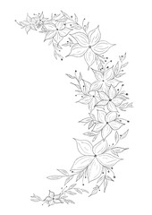 Preciosa plantilla floral con jazmines lirios y rosas, creada con grafito digital negro. Es ideal para base de tatuajes, tarjetas y felicitaciones.