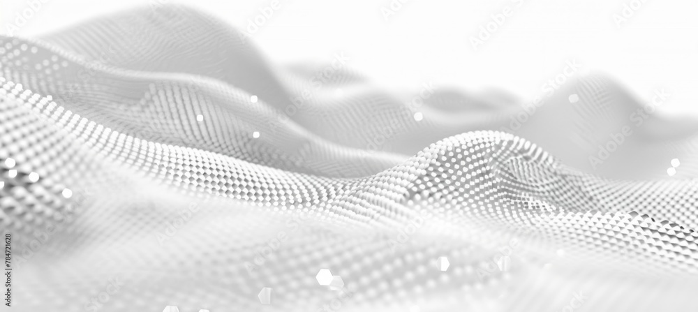 Wall mural Abstract white futuristic background. Wave white background. connecting dots and lines on white background