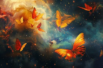 Obraz na płótnie Canvas Enchanting Aura Mystical Butterflies in Celestial Art