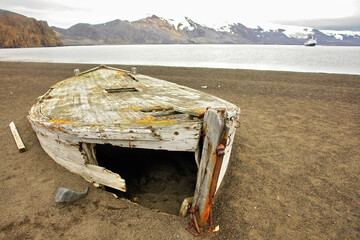 Abandoned whaling station on Deception Island, Antarctica