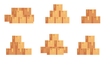 Different groups of box isolated set collections. Vector flat cartoon graphic design illustration