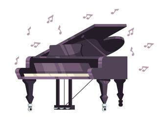 Piano isolated on white background. Vector graphic design illustration