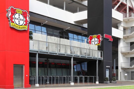 Leverkusen, Germany - July 22, 2017: BayArena, home stadium of Bayer Leverkusen. Bayer Leverkusen is a German football club based in Leverkusen and the club plays in the Bundesliga	